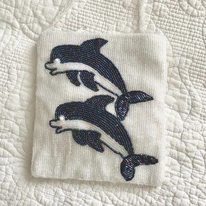 Vintage Handmade Beaded Crossbody Dolphin Bag